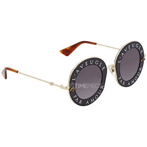 Gucci™ GG0113S 001 44 Black/Gold Sunglasses 